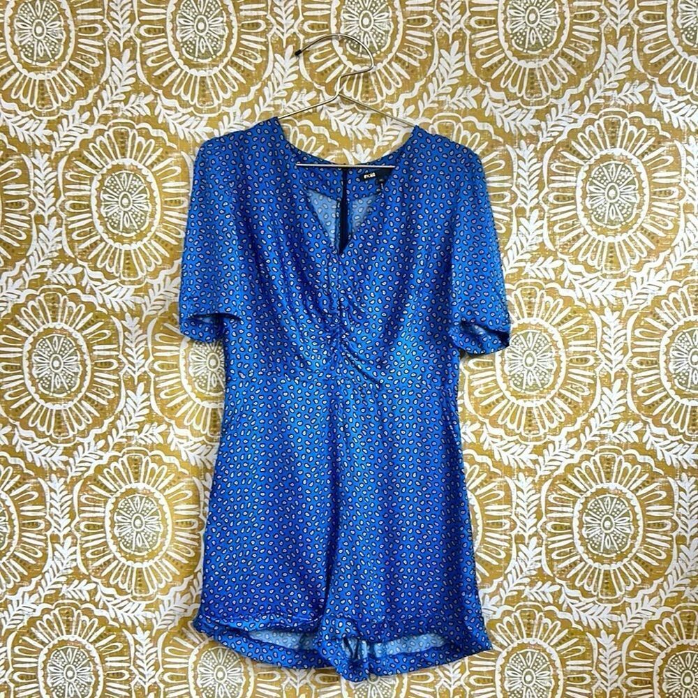 NWOT Maje Ilona Paisley Print Satin Ruched Playsuit Romper in Blue Sz EU40 US L - Picture 10 of 16